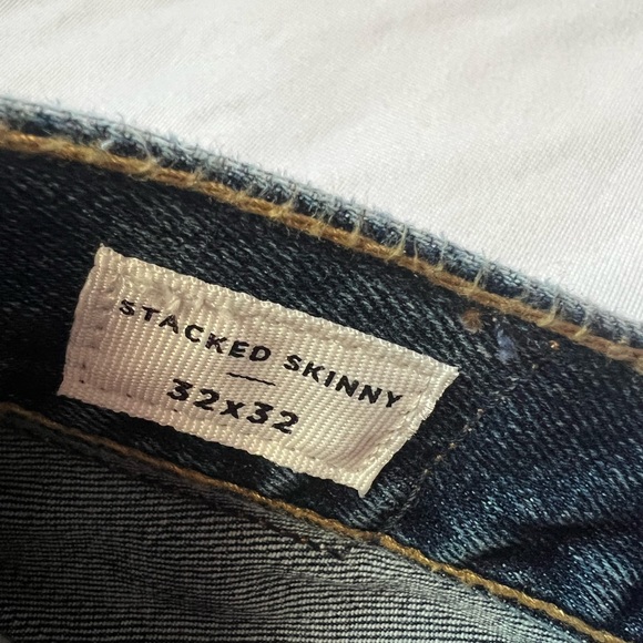 NEW Pac Sun Jeans Mens 32 X 32 Blue Denim Stacked Skinny Stretch Distressed Pant - Picture 3 of 10